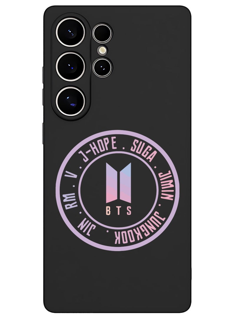 Theodor Protective Slim Fit Case Liquid Silicone Cover with Full Body Protection Anti-Scratch Shockproof Case For Samsung Galaxy S25 Ultra (Black) - BTS sticker - Image 1