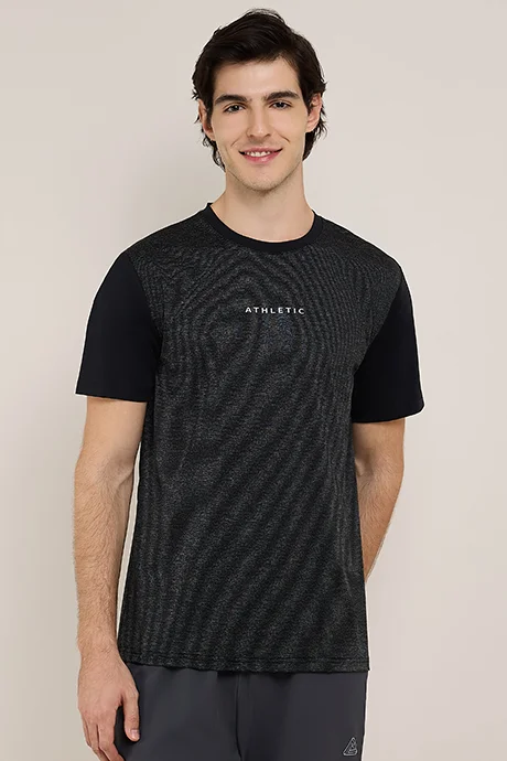 أر أند بي Print Detail T-Shirt with Crew Neck and Short Sleeves