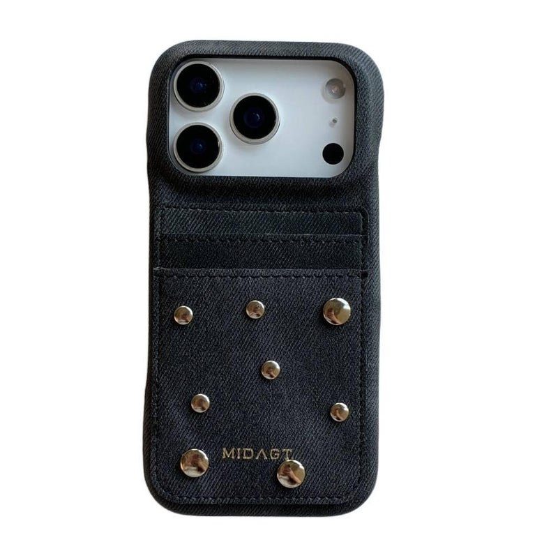 iPhone 14 Pro Max Case , Card Holder , Cover for iPhone 14 14 Plus 14 Pro 14 Pro Max , Denim Pocket Coin Card Slot Large and Small Dots - Image 1