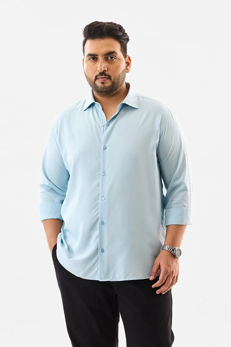 SNITCH Blue Regular Fit 100% Viscose Plus Size Shirt for Men | Best Price UAE