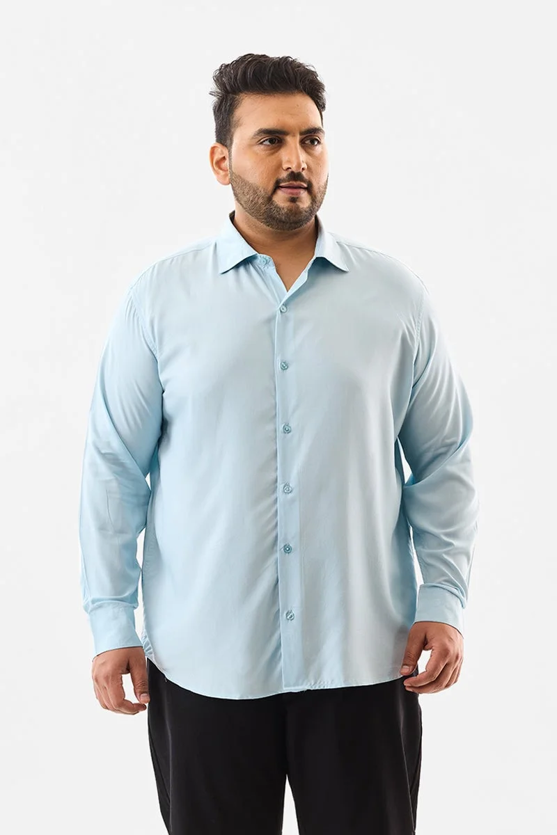 SNITCH Blue Regular Fit 100% Viscose Plus Size Shirt for Men | Best Price UAE