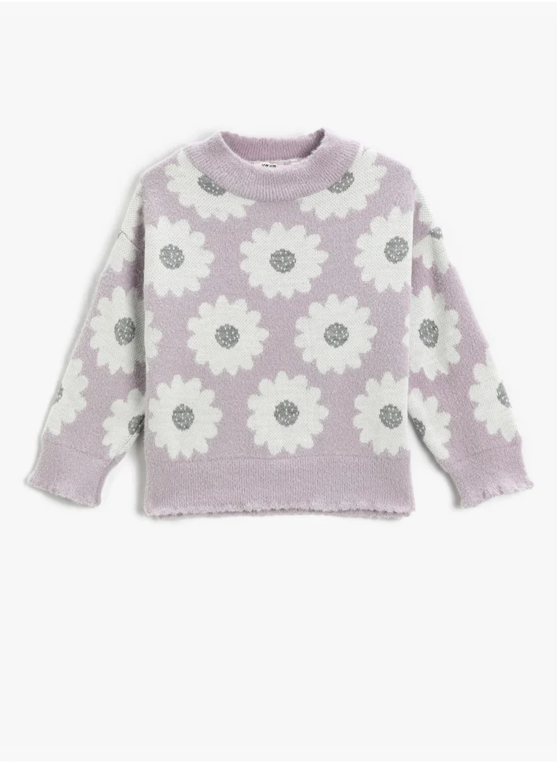 KOTON Daisy Patterned Sweater in Soft Pile