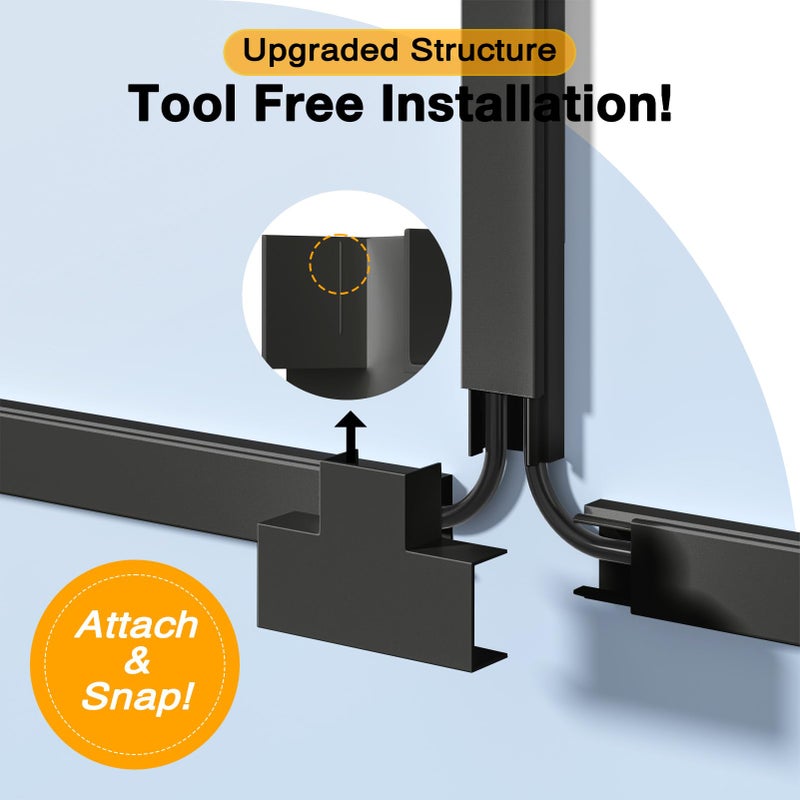 Delamu Cable Hider, 157in Delamu Cord Hider Wall for Wall Mounted TV, Wire Hider Kit, Paintable Cable Concealer Raceway Management for Home & Office, 10XL15.7 W0.95 H0.55in, Black - Image 2