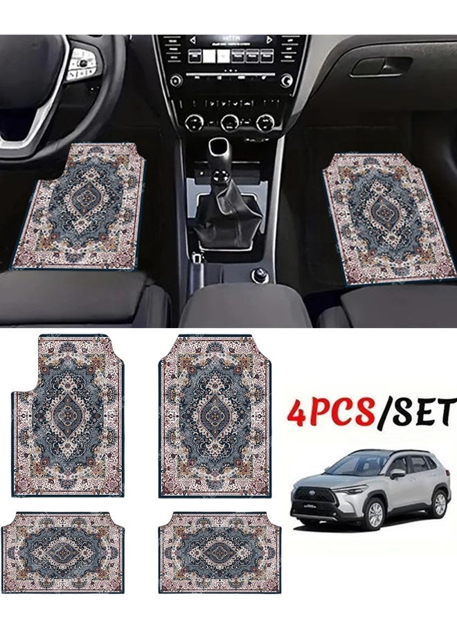 4-Piece Premium Polyester Floor Mat for Cars, SUVs and Trucks, Bohemian Style Carpet Floor Mats for Car,All Weather Protection, Universal to Fit - Image 1