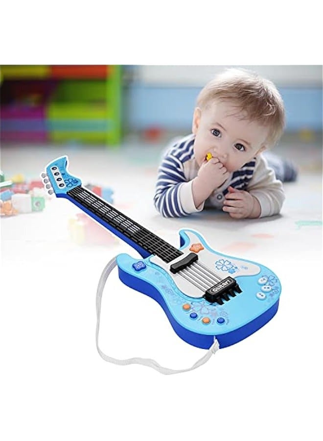 دوركو جيتار صغير للأطفال مع أضواء إيقاع وأصوات ممتعة - أدوات موسيقية تعليمية ومسلية - جيتار كهربائي للأولاد والبنات - اللون الأزرق - Image 2