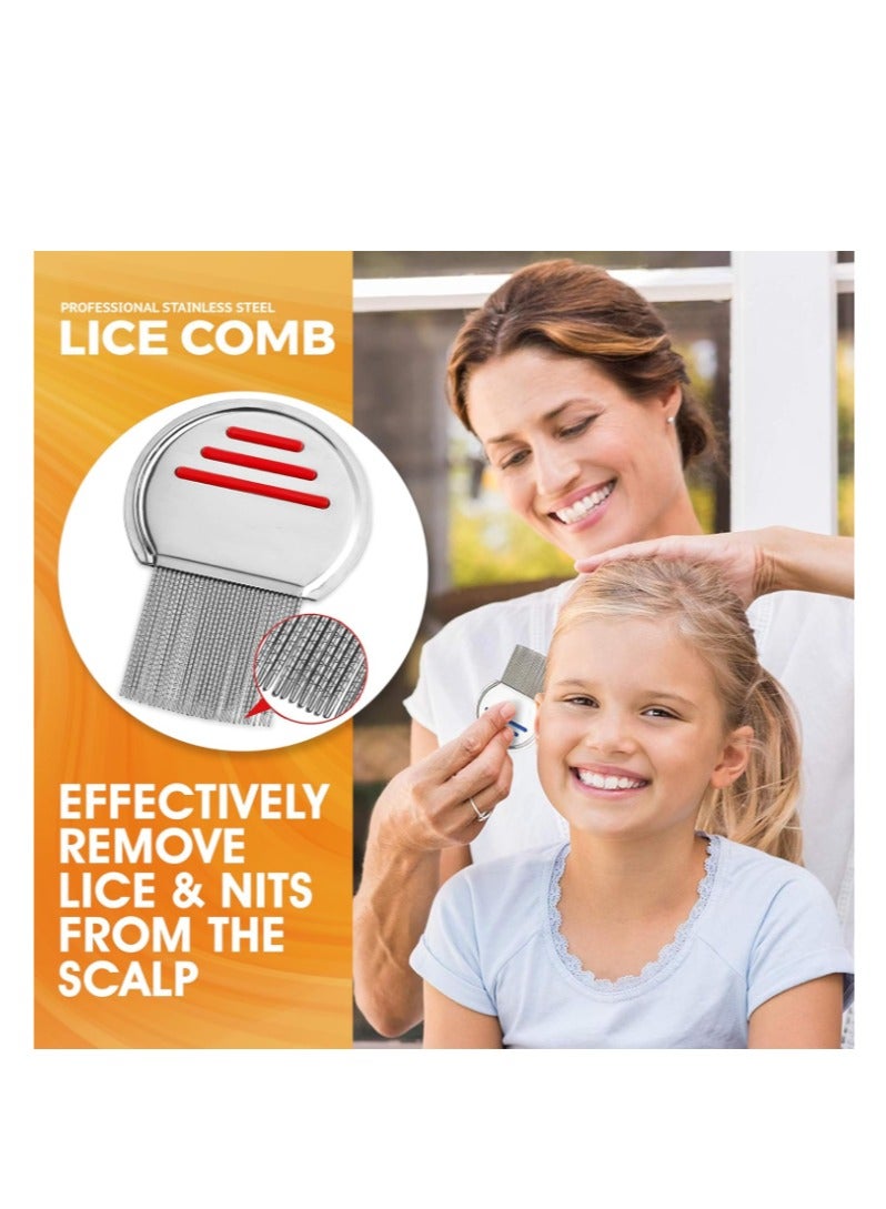 Yakumuz Lice Comb, Yakumuz 2 Pack Stainless Steel Professional Lice Combs and Head Lice Treatment to Effectively Get Rid of Hair Lice and Nits, Best Results for Infection and Re-infection in Kids & Adults - Image 2