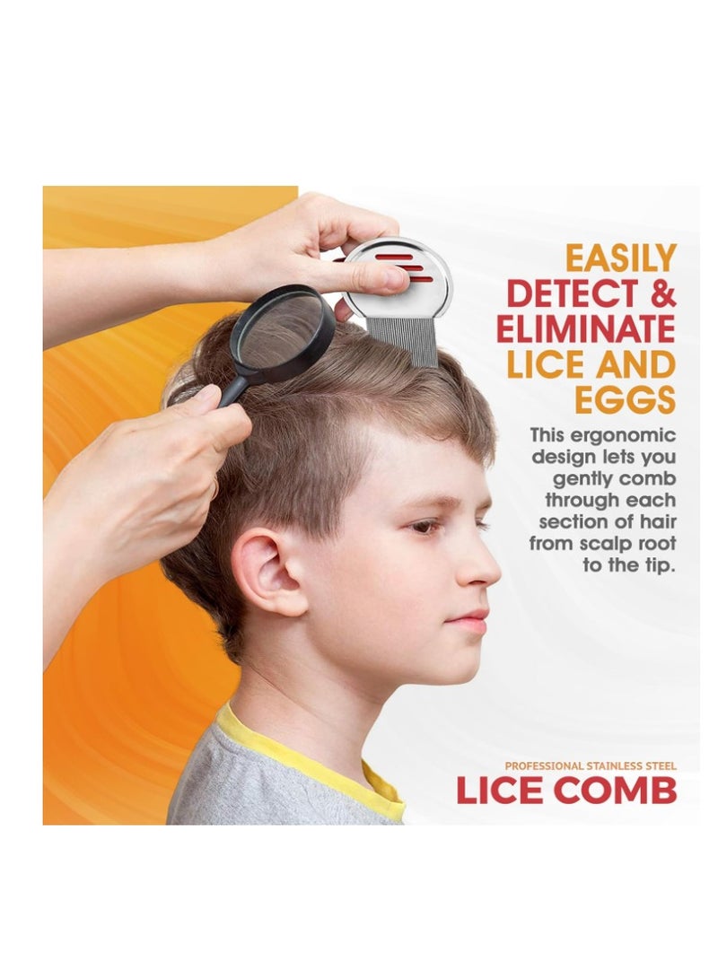 Yakumuz Lice Comb, Yakumuz 2 Pack Stainless Steel Professional Lice Combs and Head Lice Treatment to Effectively Get Rid of Hair Lice and Nits, Best Results for Infection and Re-infection in Kids & Adults - Image 3