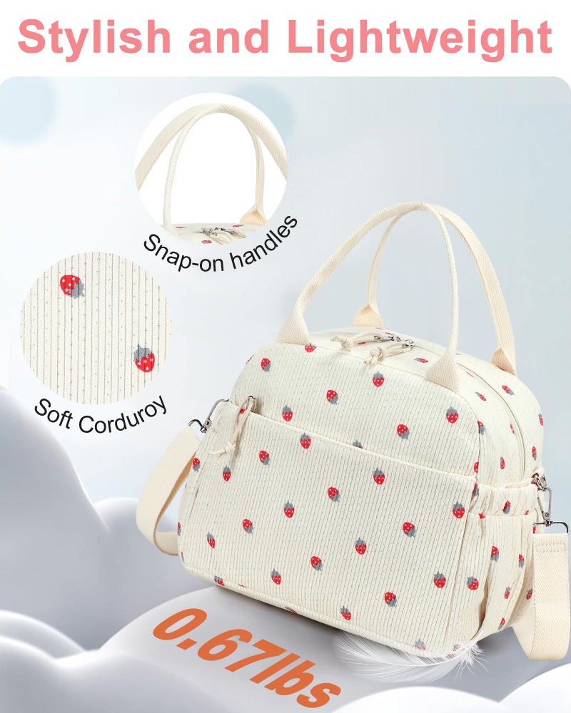 Bluboon Lunch Bag for Women Cute Corduroy Lunch Tote Bags with Shoulder Strap Reusable Insulated Lunch Box Large Capacity Reusable Insulated Cooler for Work Picnic or Travel (13L) - Image 5