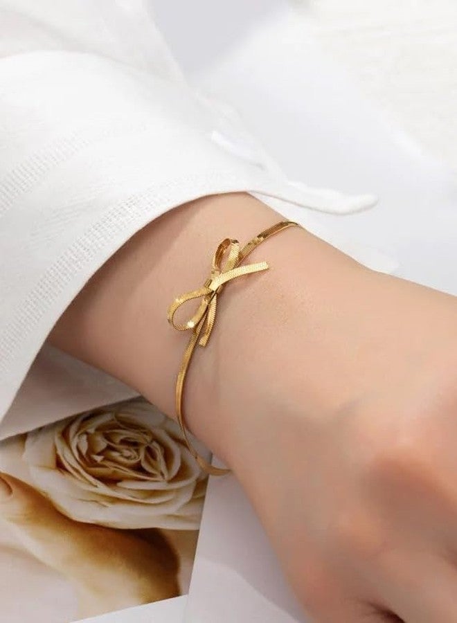 Amaal bracelet for woman Stainless Steel Bow Tie Pendant Anti Tarnish,Waterproof, Minimalist, Statement Bow Bracelet for Women Girls | Chain| Aesthetic Jewellery | Valentine Gift for Girlfriend Wife - Image 2