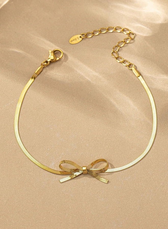 Amaal bracelet for woman Stainless Steel Bow Tie Pendant Anti Tarnish,Waterproof, Minimalist, Statement Bow Bracelet for Women Girls | Chain| Aesthetic Jewellery | Valentine Gift for Girlfriend Wife - Image 4