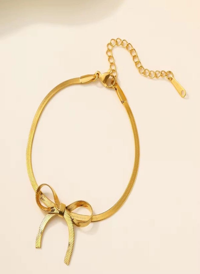 Amaal bracelet for woman Stainless Steel Bow Tie Pendant Anti Tarnish,Waterproof, Minimalist, Statement Bow Bracelet for Women Girls | Chain| Aesthetic Jewellery | Valentine Gift for Girlfriend Wife - Image 3