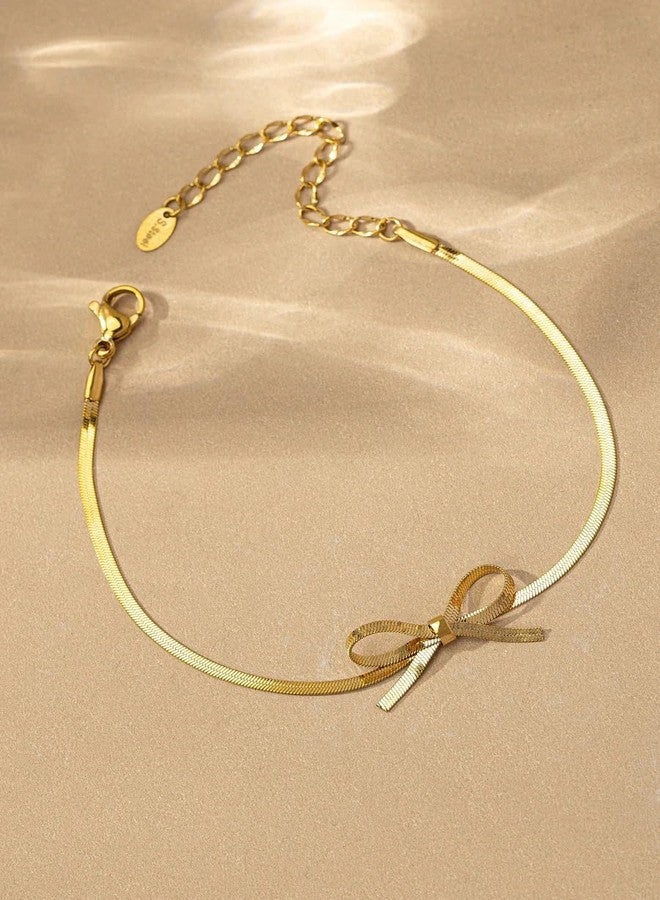 Amaal bracelet for woman Stainless Steel Bow Tie Pendant Anti Tarnish,Waterproof, Minimalist, Statement Bow Bracelet for Women Girls | Chain| Aesthetic Jewellery | Valentine Gift for Girlfriend Wife - Image 5