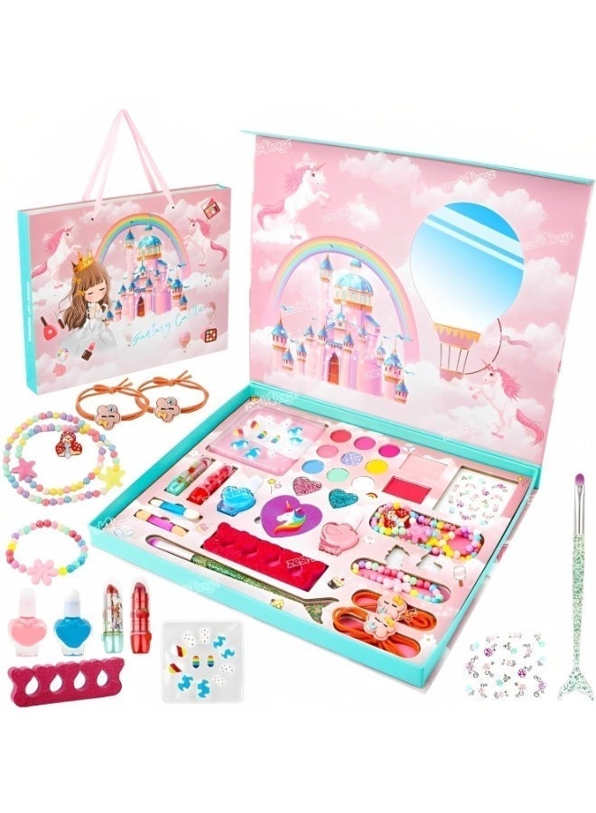 ZEESQUARE Kids Makeup Kit for Girls – Non-Toxic Washable Cosmetic Toy Set, Pretend Play Beauty Kit with Lip Gloss, Eyeshadow, Nail Polish & Accessories – Perfect Princess Gift - Image 1