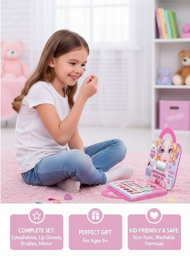 ZEESQUARE Kids Makeup Kit for Girls – Non-Toxic Washable Cosmetic Toy Set, Pretend Play Beauty Kit with Lip Gloss, Eyeshadow, Nail Polish & Accessories – Perfect Princess Gift - Image 4