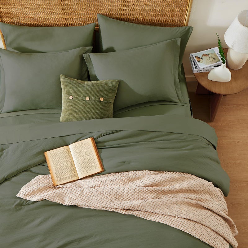 WRENSONGE King Size Comforter Set- 7 Pieces Soft Olive Green Bed in a Bag King with Fitted Sheet, Flat Sheet, 2 Pillow Shams, and 2 Pillowcases-Warm King Bedding Set for All Season - Image 3