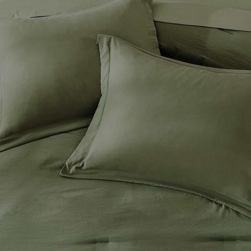WRENSONGE King Size Comforter Set- 7 Pieces Soft Olive Green Bed in a Bag King with Fitted Sheet, Flat Sheet, 2 Pillow Shams, and 2 Pillowcases-Warm King Bedding Set for All Season - Image 4