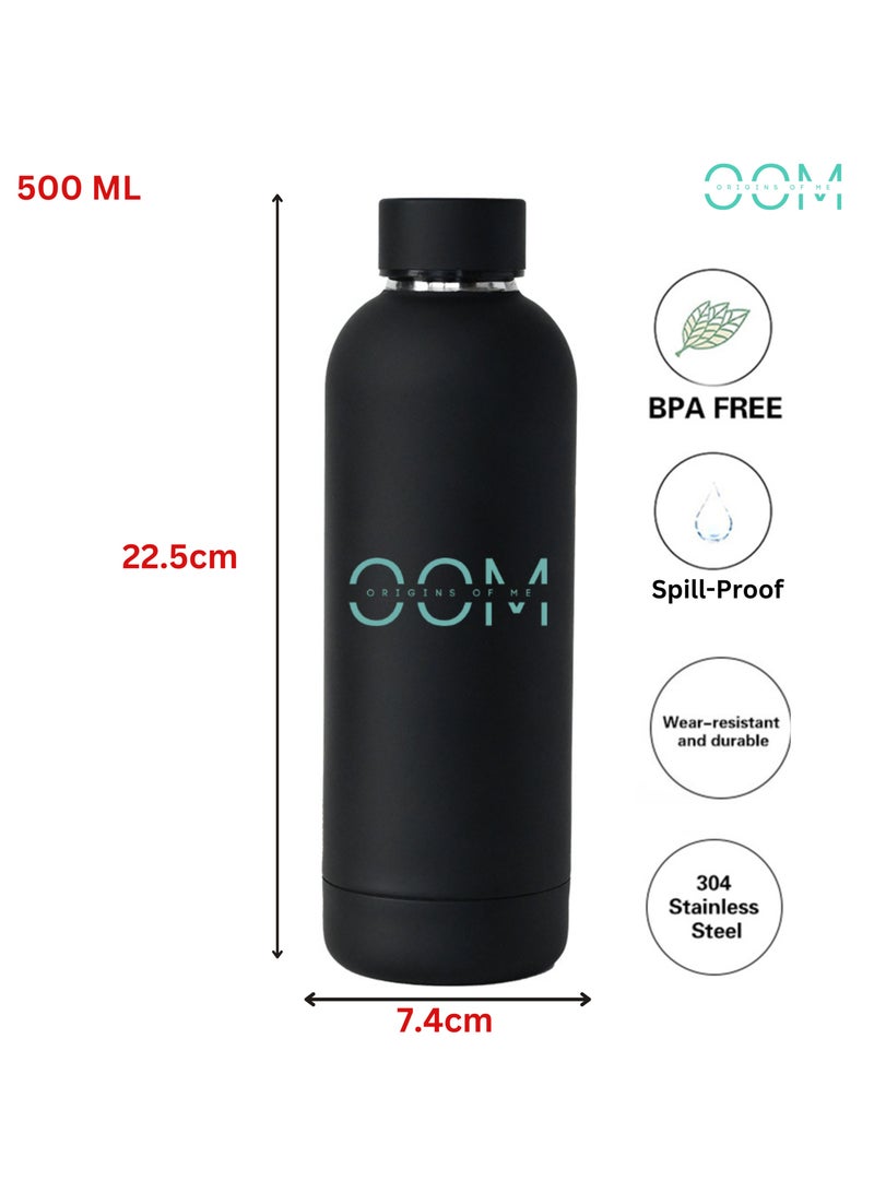Origins Of Me OOM 500ml/17oz Water Bottle Stainless Steel, Double Walled Thermos Bottle,Double Insulated Hot and Cold Water Flask Leak Proof, Leakproof, BPA Free, perfect for kids, school, office, gym and sports (Matte Black) - Image 3