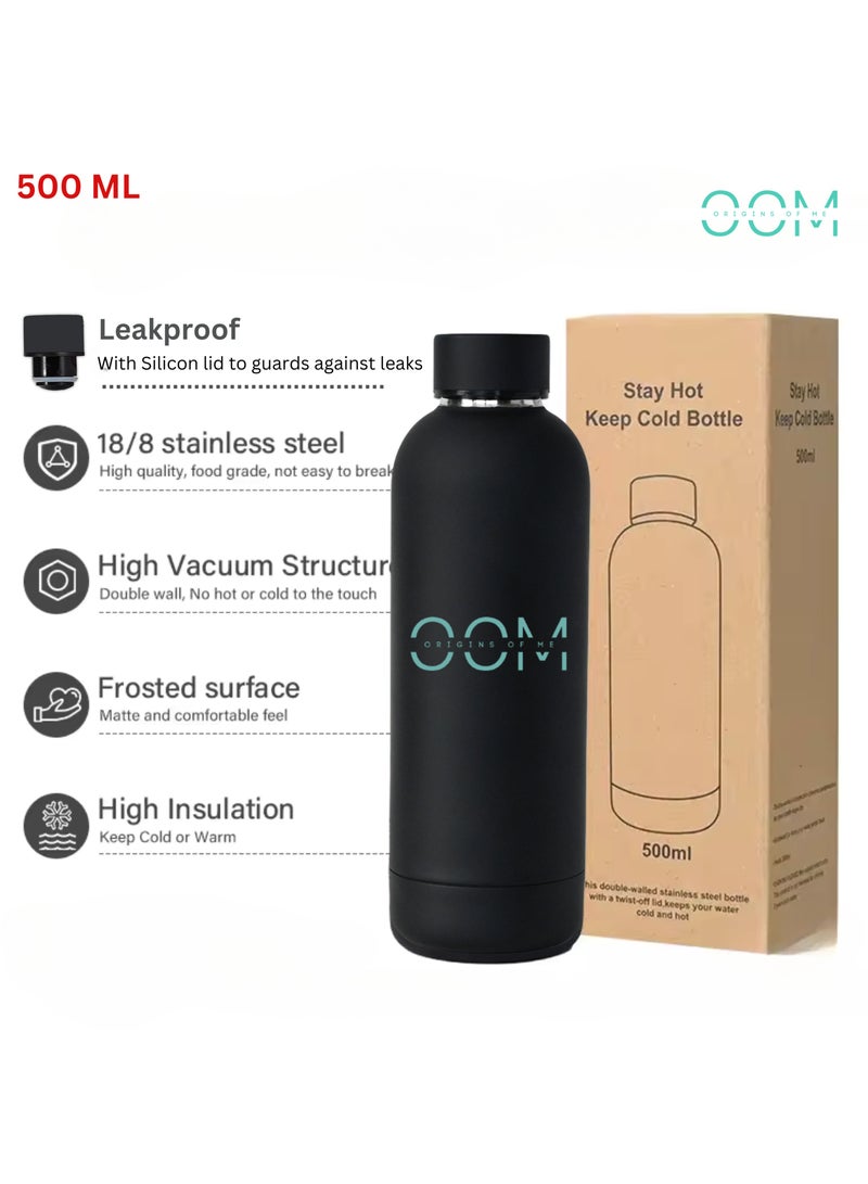 Origins Of Me OOM 500ml/17oz Water Bottle Stainless Steel, Double Walled Thermos Bottle,Double Insulated Hot and Cold Water Flask Leak Proof, Leakproof, BPA Free, perfect for kids, school, office, gym and sports (Matte Black) - Image 4