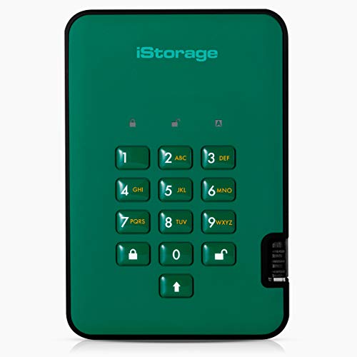 iStorage diskAshur2 HDD 2TB Green | Secure portable hard drive | Password protected | Dust & water resistant | Hardware Encryption - Image 1