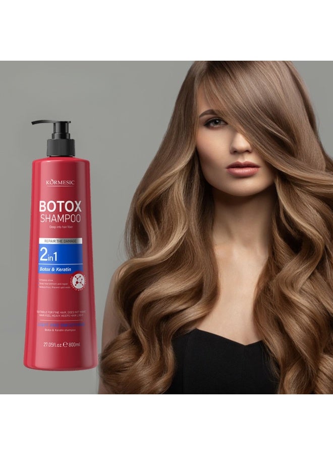 Kormesic 800ml Botox Shampoo Repair Dry Damaged Nourishing Moisturizing Smoothing Improve Rough Hair & Promote Smooth Hairs Keratin Hydrolyzed Collagen Hair Botox Shampoo - Image 2