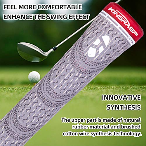 KINGRASP Multi Compound Golf Grips,Golf club grips midsize standard Size,13 Grips Set,6 Colors Optional,Anti-Slip High Stability,All Weather Cord Rubber Golf Club Grips(Gray/red, midsize ) - Image 5