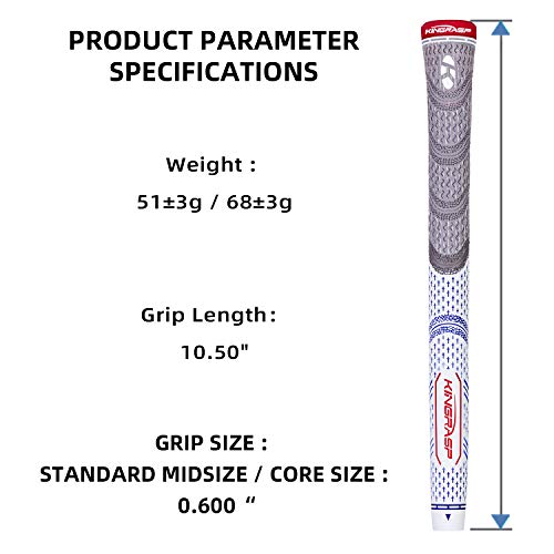 KINGRASP Multi Compound Golf Grips,Golf club grips midsize standard Size,13 Grips Set,6 Colors Optional,Anti-Slip High Stability,All Weather Cord Rubber Golf Club Grips(Gray/red, midsize ) - Image 2