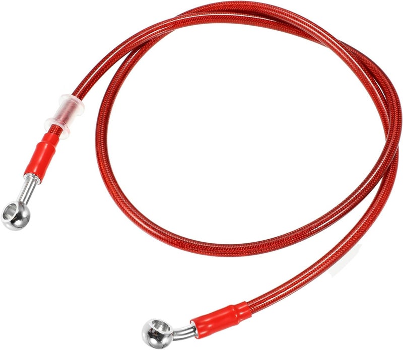0TO6 Universal 100cm Motorcycle Brake Clutch Oil Hose Line Pipe Hydraulic Reinforced Stainless Steel Braided Hose, Red - Image 1