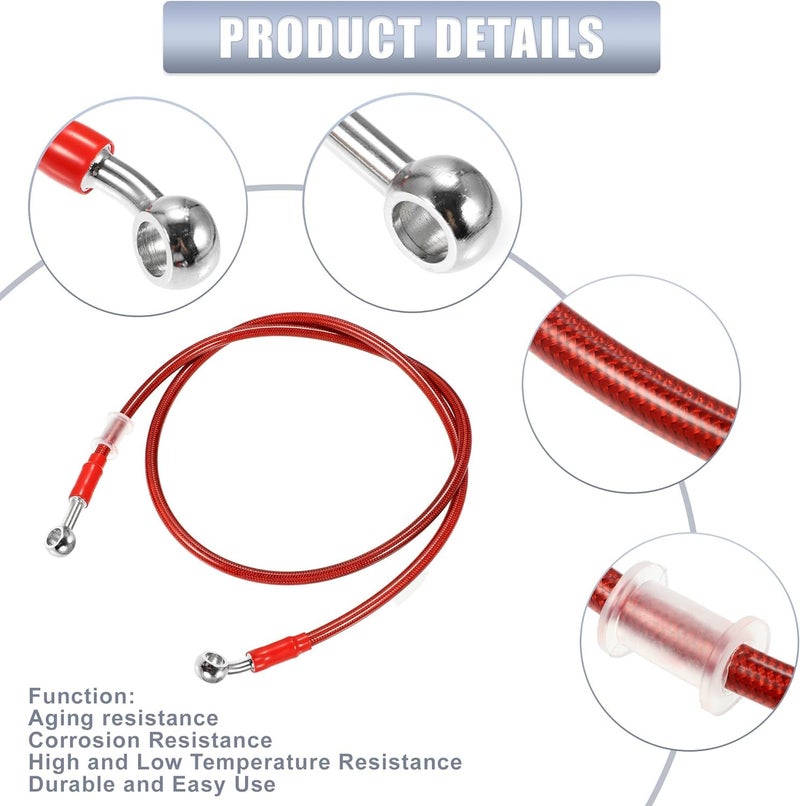 0TO6 Universal 100cm Motorcycle Brake Clutch Oil Hose Line Pipe Hydraulic Reinforced Stainless Steel Braided Hose, Red - Image 4