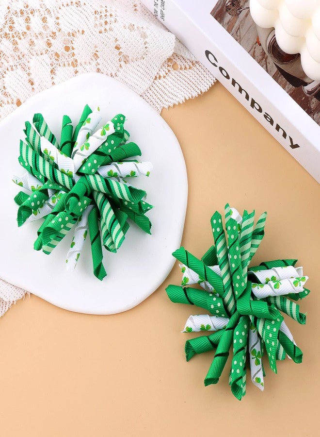 KCHIES St Patricks Day Korker Hair Bow Clip 3'' Irish Green Shamrock Curly Corker Fireworks Alligator Barrette Toddler Baby Girls Kids Pattys Christmas Holiday Favor Gift Accessories - Image 4
