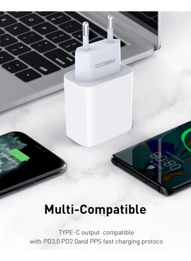 Recci RTC-P01E 20W PD Wall Charger – Ultra-Fast and Safe Charging for Smartphones - Image 4