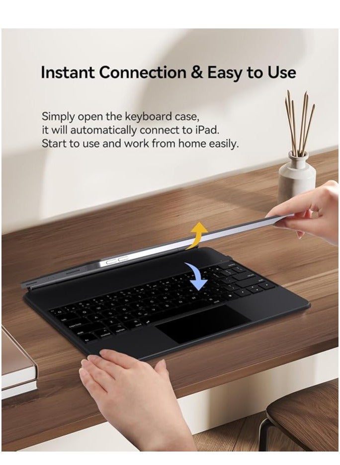 Bilingual Magic Keyboard For Ipad Pro 12.9-Inch (3th-6th Generation)/Air 13-Inch M2 (2024)  Magnetic Back Cover Smart Trackpad Backlit Keyboard  Wireless Keyboard Case - Image 5