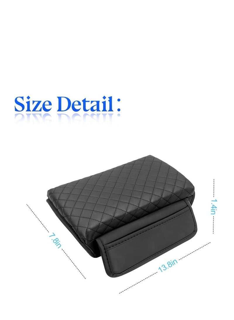 Zikra Car Armrest Cushion Carbon Fiber Leather Auto Center Console Pad Memory Foam Armrest Box with Storage Bag Universal Fit for Most Vehicles Black 1 Pcs - Image 2