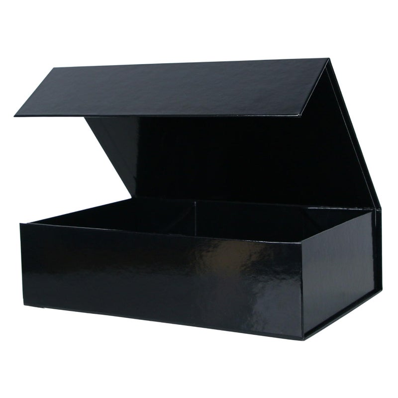 Aimyoo Medium Black Collapsible Gift Box with Magnetic Closure Lids 105x7x3 in Bridesmaid Groomsman Proposal Boxes Rectangle Present Box for Graduation Birthday Storage 1 Pack