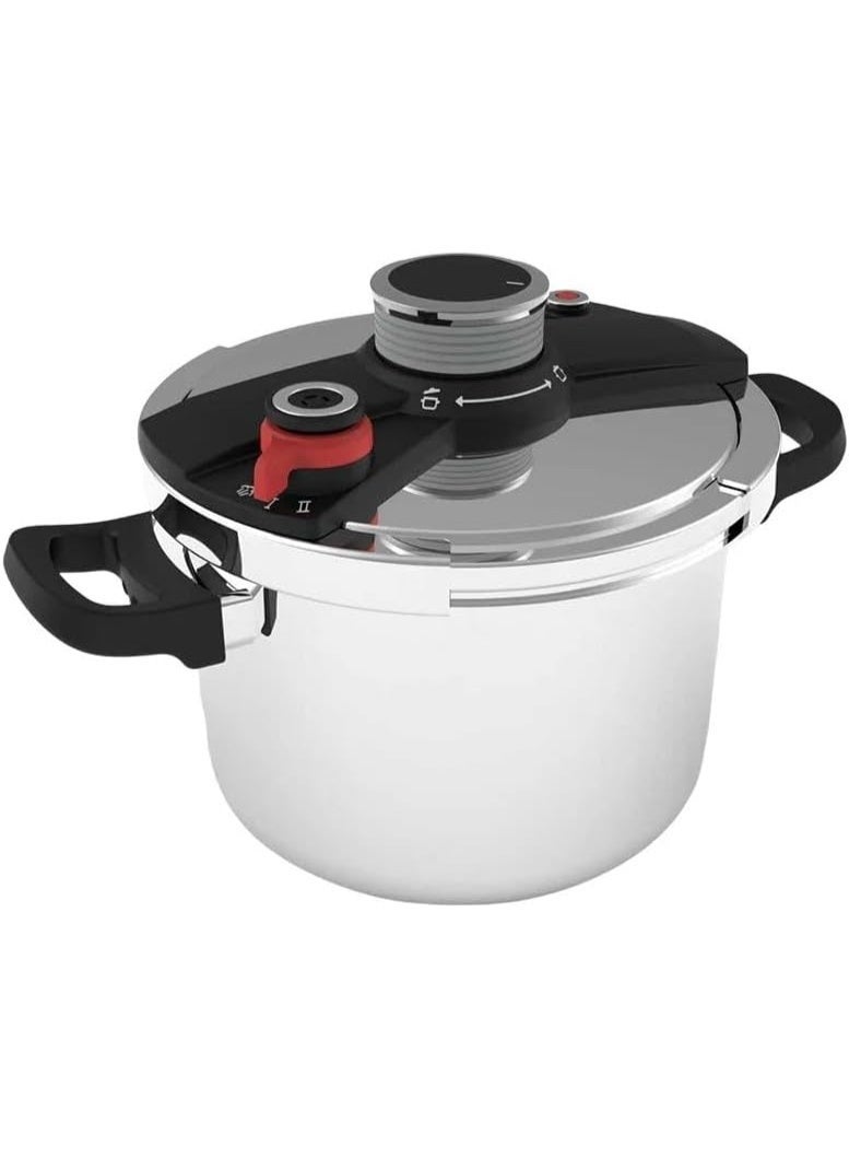 دايو 8لترات طنجرة ضغط دايو 8 لتر 3 في 1 - مصنوعة من الفولاذ المقاوم للصدأ SS304 | 3 إعدادات ضغط، قفل بيد واحدة، متوافقة مع المواقد الحثية | غطاء زجاجي ورف بخار مرفقان | ضمان لمدة سنتين None - Image 1