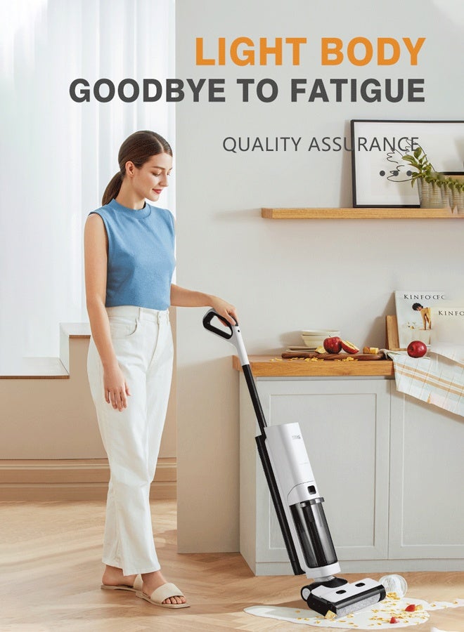 DSP All in One Wet and Dry Cordless Vacuum Cleaner and Mop,178W/11kpa,Floor Cleaner with LED Display, Self cleaning with Streak-free Drying, Ideal for Hard Floors, All corners, sticky messes and pet Hairs, Portable and Lightweight Design,KD2055,White - Image 3