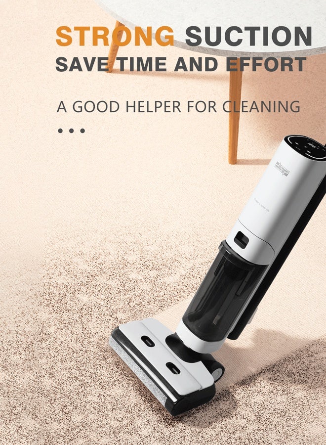 DSP All in One Wet and Dry Cordless Vacuum Cleaner and Mop,178W/11kpa,Floor Cleaner with LED Display, Self cleaning with Streak-free Drying, Ideal for Hard Floors, All corners, sticky messes and pet Hairs, Portable and Lightweight Design,KD2055,White - Image 4