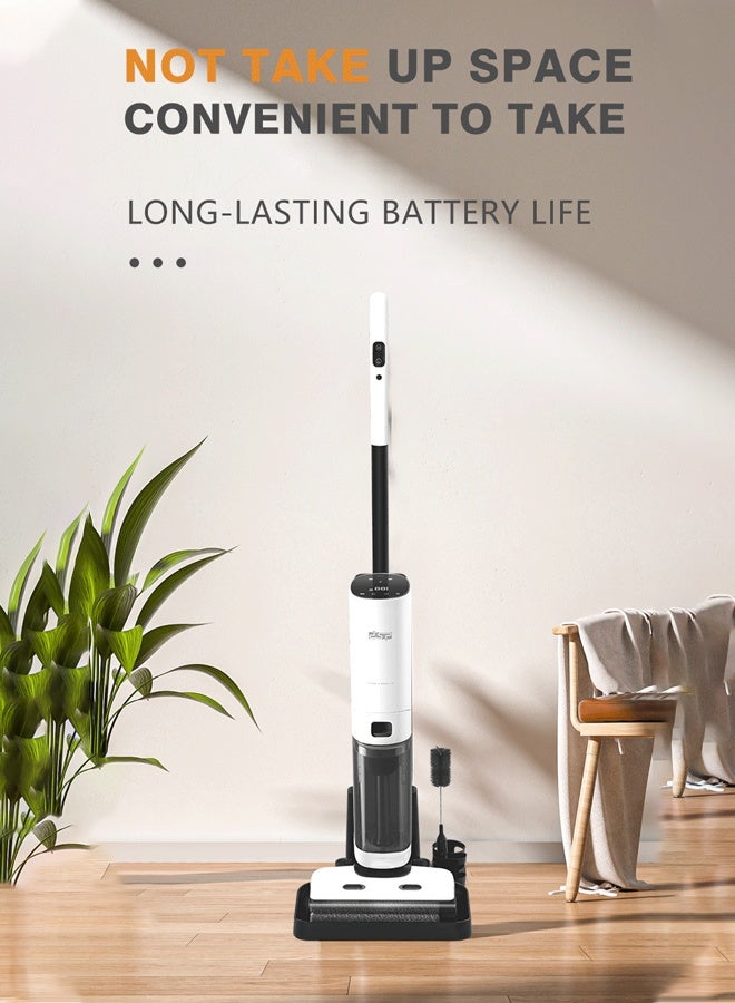 DSP All in One Wet and Dry Cordless Vacuum Cleaner and Mop,178W/11kpa,Floor Cleaner with LED Display, Self cleaning with Streak-free Drying, Ideal for Hard Floors, All corners, sticky messes and pet Hairs, Portable and Lightweight Design,KD2055,White - Image 5