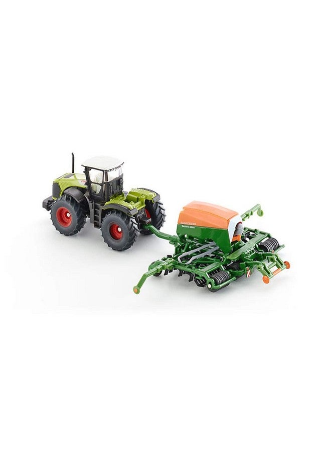 Siku 1826, Class Xerion Tractor with Amazone Cayenna 6001 Seeder, 1:87, Metal/Plastic, Green, Opening Filling Flap on Seeder - Image 2