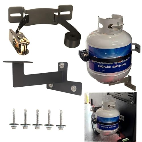 MROUDELUO RV Propane Tank Cylinder Rack and Trailers Secure Exchange Propane Cylinder Mount for Campers, Trailers & Outdoor Use (Fits Standard 20-30lb Tanks) (Black with Bottom Bracket) - Image 1