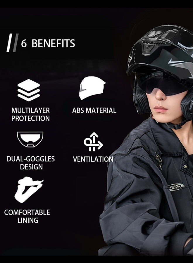 Generic Dual-goggles design Motorcycle flip up helmet ABS material DOT  - Image 3