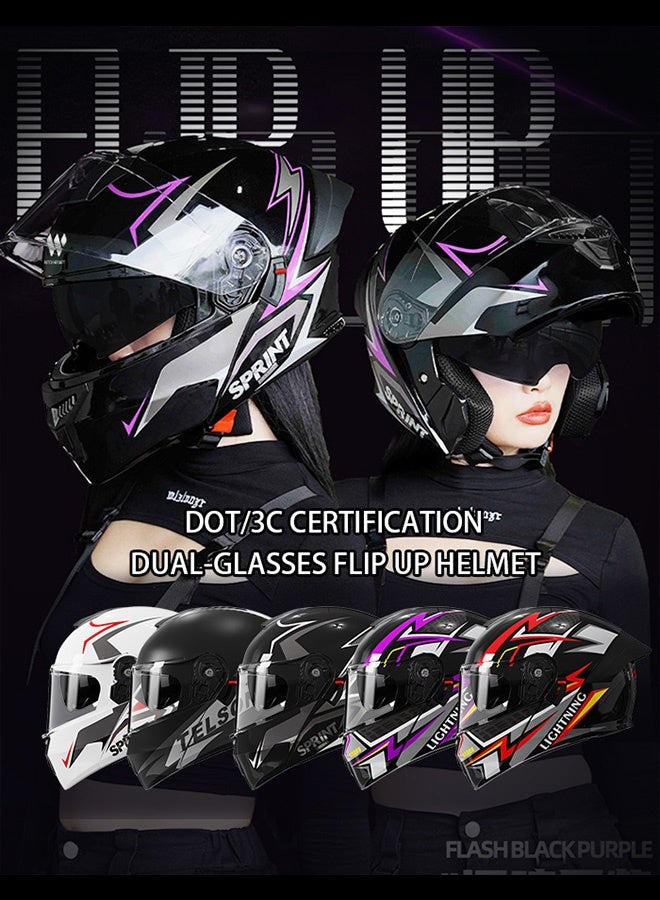 Generic Dual-goggles design Motorcycle flip up helmet ABS material DOT  - Image 2
