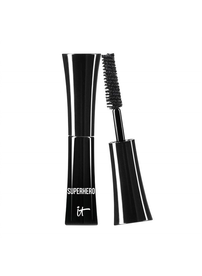 IT COSMETICS Superhero Mascara, Super Black - Travel Size - Elastic Stretch Volumizing & Lengthening Mascara - Lifts, Separates & Conditions Lashes - With Collagen, Biotin & Peptides - 0.17 fl oz - Image 1