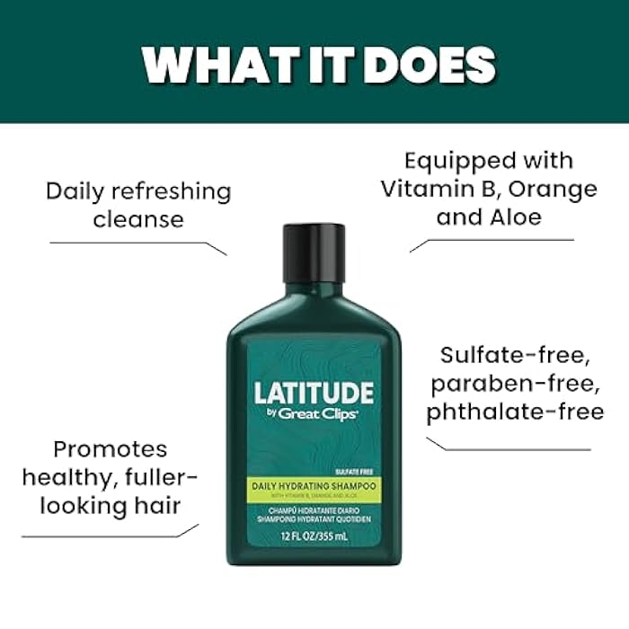 GREAT CLIPS LATITUDE Daily Hydrating Shampoo | Men's Shampoo that Promotes Full + Healthy Hair | For All Hair Types | 12oz | Packaging May Vary - Image 3