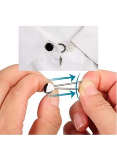 Generic 6pcs Metal Collar Extender Buttons for Shirt Dress Pants Coat (White-Black-Silver)  - Image 2
