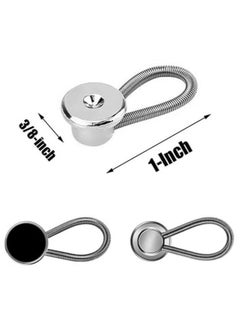 Generic 6pcs Metal Collar Extender Buttons for Shirt Dress Pants Coat (White-Black-Silver)  - Image 3