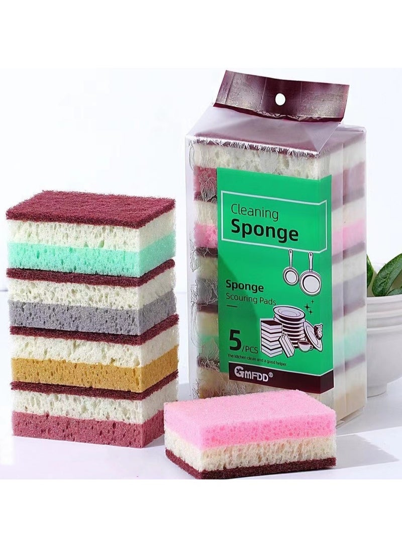 5 Pieces Colorful  Dishwashing Sponge, Long Lasting and Durable - Image 1
