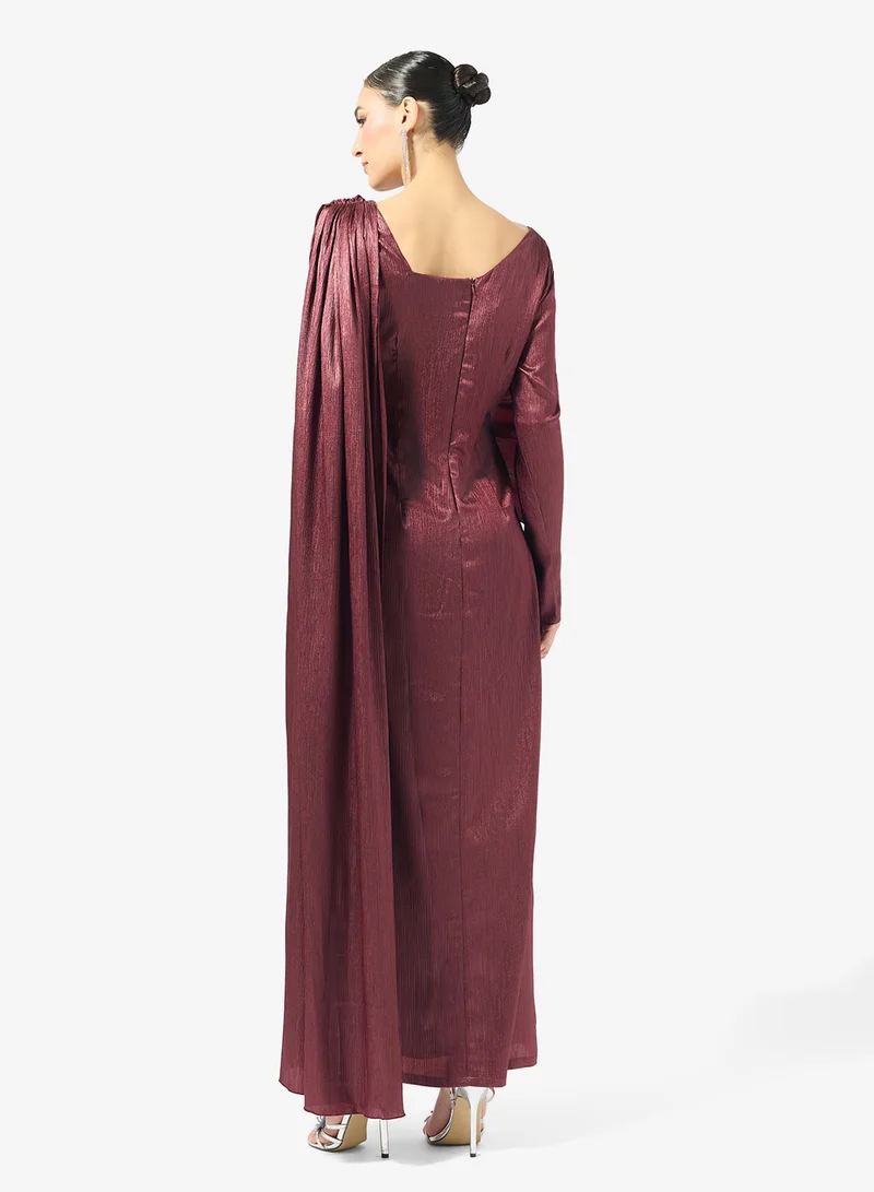 Golden Apple Crinkle Satin Maxi Dress
