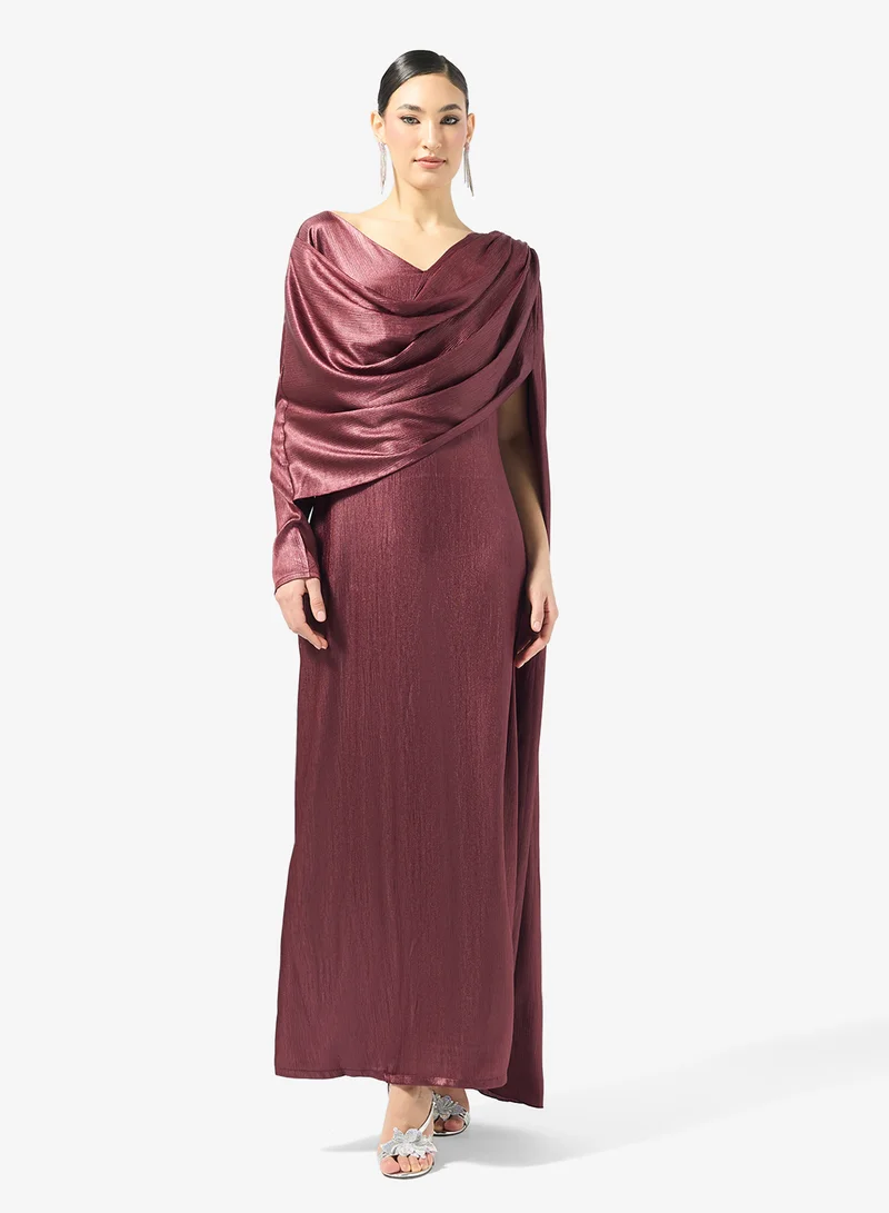 Golden Apple Crinkle Satin Maxi Dress