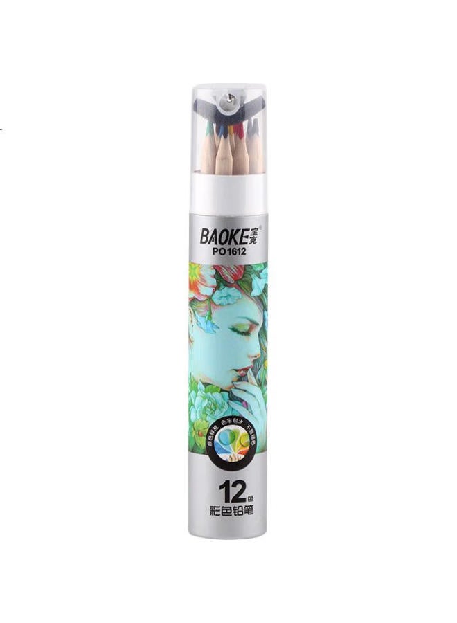 Baoke Po1612, 12-Color Triangular Wooden Oil-Based Colored Pencils, Colored Pencils For Coloring And Drawing, In Paper Tube Packaging - Image 1