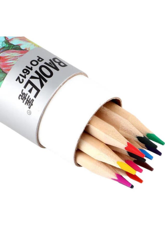 Baoke Po1612, 12-Color Triangular Wooden Oil-Based Colored Pencils, Colored Pencils For Coloring And Drawing, In Paper Tube Packaging - Image 2